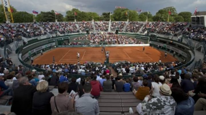 Jun 1, 2013; Paris, France; General view of Court 1 during the John Isner (USA) against Tommy Haas (GER) match on day seven of the 2013 French Open at Roland Garros. Mandatory Credit: Susan Mullane-USA TODAY Sports