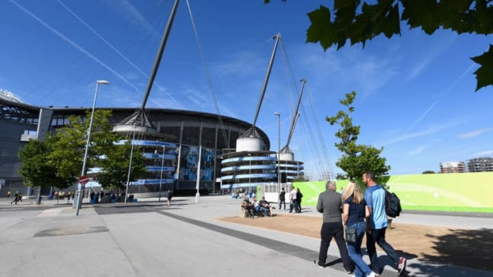 MANCHESTER, ENGLAND - SEPTEMBER 17: A general view from outside the stadium before kick off during the Premier League match between Manchester City and AFC Bournemouth at the Etihad Stadium on September 17, 2016 in Manchester, England. (Photo by Stu Forster/Getty Images)