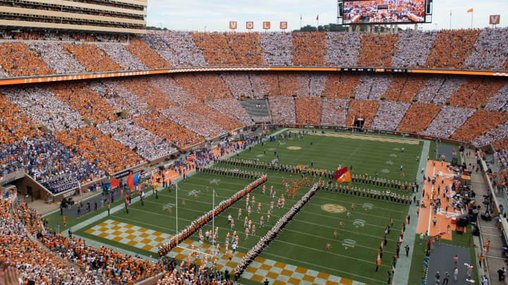 Tennessee Runs Through the T in an orange and white checkered Neyland Stadium on Saturday, September 24, 2022 in Knoxville, Tenn to mark the start of the NCAA college football game against Florida in Knoxville, Tenn.Utvflorida0924