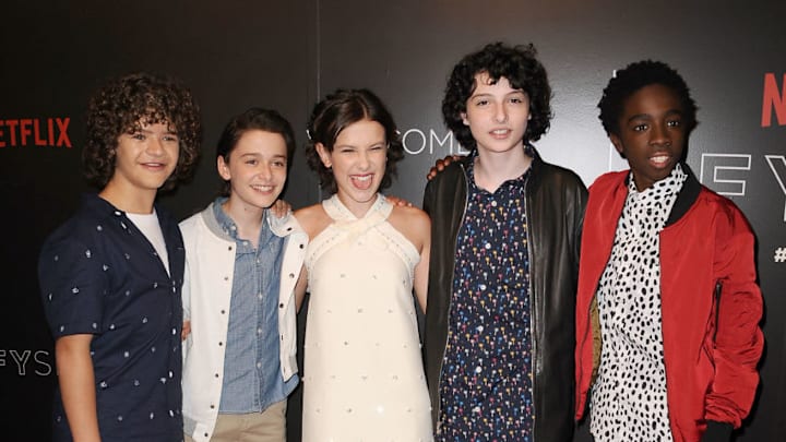 BEVERLY HILLS, CA - JUNE 06: (L-R) Gaten Matarazzo, Noah Schnapp, Millie Bobby Brown, Finn Wolfhard and Caleb McLaughlin attend the 'Stranger Things' FYC event at Netflix FYSee Space on June 6, 2017 in Beverly Hills, California. (Photo by Jason LaVeris/WireImage)