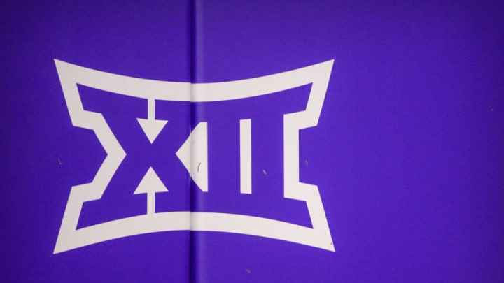 Sep 4, 2021; Fort Worth, Texas, USA; A view of the Big 12 conference logo during the second half of the game between the TCU Horned Frogs and the Duquesne Dukes at Amon G. Carter Stadium. Mandatory Credit: Jerome Miron-USA TODAY Sports