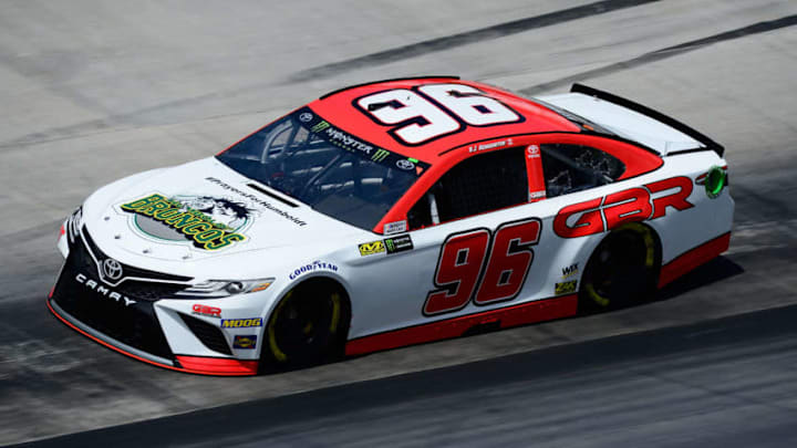 BRISTOL, TN - APRIL 13: DJ Kennington, driver of the #96 Gaunt Brothers Racing Toyota, practices for the Monster Energy NASCAR Cup Series Food City 500 at Bristol Motor Speedway on April 13, 2018 in Bristol, Tennessee. (Photo by Robert Laberge/Getty Images)