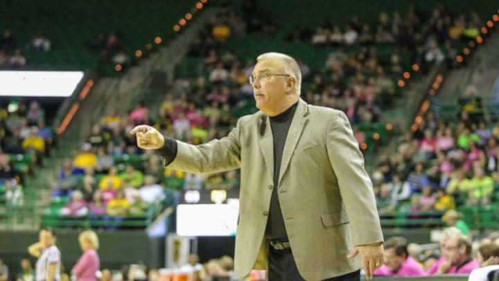 WACO, TX – FEBRUARY 18: Oklahoma State Cowgirls head coach Jim Littell directs his team during the women’s basketball game between Baylor and Oklahoma State on February 18, 2017, at the Ferrell Center in Waco, TX. (Photo by George Walker/Icon Sportswire via Getty Images)