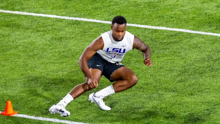 Tigers wide receiver Kayshon Boutte during the NFL Pro Day at LSU. Wednesday, March 29, 2023.Lsu Pro Day 7921