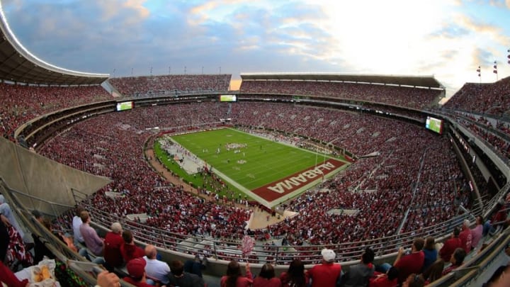 Oct 10, 2015; Tuscaloosa, AL, USA; A general view of Bryant-Denny Stadium during the game between the Alabama Crimson Tide and Arkansas Razorbacks. Mandatory Credit: Marvin Gentry-USA TODAY Sports