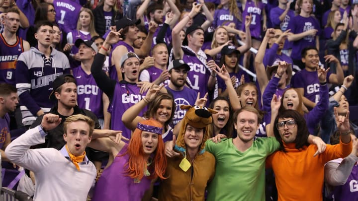 PHOENIX, AZ – DECEMBER 05: Fans of the Grand Canyon Antelopes, dressed as charactors from ‘scooby doo’, cheer during the first half of the college basketball game against the St. John’s Red Storm at Talking Stick Resort Arena on December 5, 2017 in Phoenix, Arizona. (Photo by Christian Petersen/Getty Images)