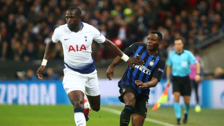 London, England - November 28, 2018L-R Tottenham Hotspur's Moussa Sissoko and Kwadwo Asamoah of Inter Milanduring Champion League Group B between Tottenham Hotspur and FC Internazionale Milano at Wembley stadium , London, England on 28 Nov 2018. (Photo by Action Foto Sport/NurPhoto via Getty Images)