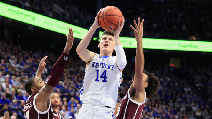 LEXINGTON, KY – JANUARY 08: Tyler Herro #14 of the Kentucky Wildcats shoots the ball against the Texas A&M Aggies at Rupp Arena on January 8, 2019 in Lexington, Kentucky. (Photo by Andy Lyons/Getty Images)