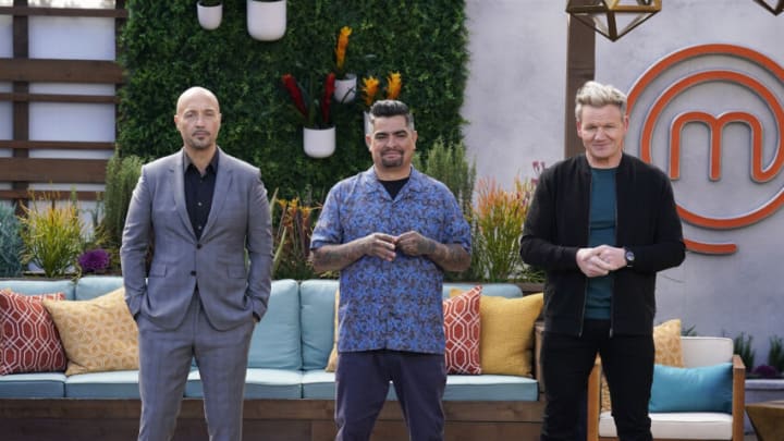 MASTERCHEF: L-R: Judges Joe Bastianich and Aarón Sánchez with host/judge Gordon Ramsay in the “Patio Grilling / The “Wall" episodes of MASTERCHEF airing Wednesday, September 6 (8:00-10:00 PM ET/PT).