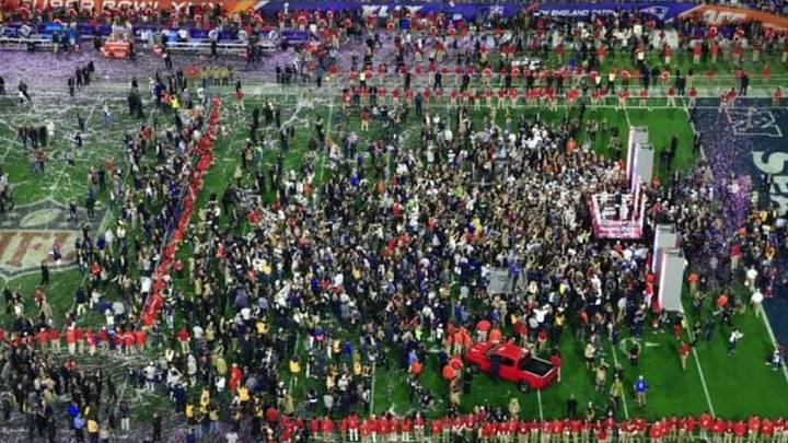 Feb 1, 2015; Glendale, AZ, USA; A general view of the New England Patriots as they celebrate their victory over the Seattle Seahawks 28-24 in Super Bowl XLIX at University of Phoenix Stadium. Mandatory Credit: Andrew Weber-USA TODAY Sports Feb 1, 2015; Glendale, AZ, USA; A general view of the New England Patriots as they celebrate their victory over the Seattle Seahawks 28-24 in Super Bowl XLIX at University of Phoenix Stadium. Mandatory Credit: Andrew Weber-USA TODAY Sports
