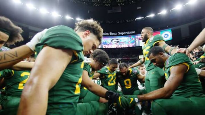 NEW ORLEANS, LOUISIANA – JANUARY 01: Baylor Bears react after losing 26-14 to the Georgia Bulldogs during the Allstate Sugar Bowl at Mercedes Benz Superdome on January 01, 2020 in New Orleans, Louisiana. (Photo by Marianna Massey/Getty Images)