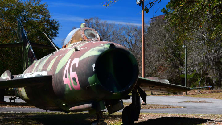 A relic from the past! A plane sits outside the Mighty 8th museum in Georgia. Photo by Brian Miller