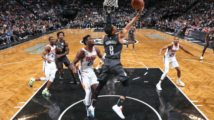 BROOKLYN, NY - DECEMBER 23: Spencer Dinwiddie #8 of the Brooklyn Nets shoots the ball against the Phoenix Suns on December 23, 2018 at Barclays Center in Brooklyn, New York. NOTE TO USER: User expressly acknowledges and agrees that, by downloading and or using this Photograph, user is consenting to the terms and conditions of the Getty Images License Agreement. Mandatory Copyright Notice: Copyright 2018 NBAE (Photo by Nathaniel S. Butler/NBAE via Getty Images)