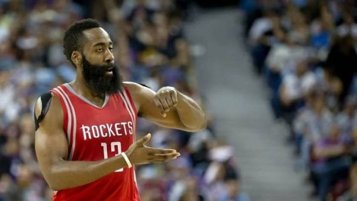 Nov 6, 2015; Sacramento, CA, USA; Houston Rockets guard James Harden (13) gestures after scoring a basket against the Sacramento Kings during the third quarter at Sleep Train Arena. The Houston Rockets defeated the Sacramento Kings 116-110. Mandatory Credit: Kelley L Cox-USA TODAY Sports