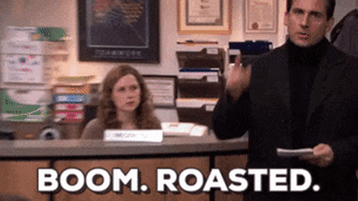 Image result for boom roasted gif