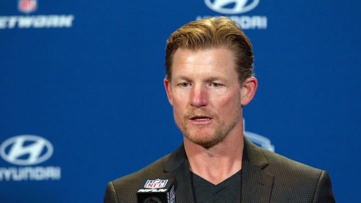 Feb 25, 2016; Indianapolis, IN, USA; Los Angeles Rams general manager Les Snead speaks to the media during the 2016 NFL Scouting Combine at Lucas Oil Stadium. Mandatory Credit: Trevor Ruszkowski-USA TODAY Sports