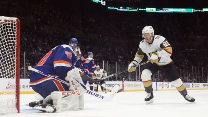 UNIONDALE, NEW YORK - DECEMBER 05: Jonathan Marchessault #81 of the Vegas Golden Knights skates against he New York Islanders at NYCB Live's Nassau Coliseum on December 05, 2019 in Uniondale, New York. (Photo by Bruce Bennett/Getty Images)
