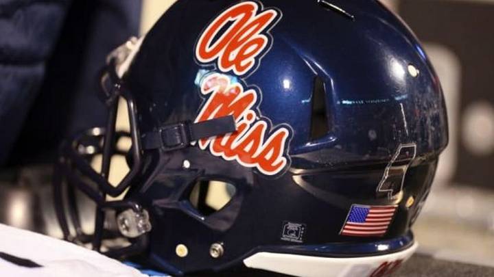 Nov 28, 2013; Starkville, MS, USA; Mississippi Rebels helmet during the game against the Mississippi State Bulldogs at Davis Wade Stadium. Mississippi State Bulldogs defeat the Mississippi Rebels with a score of 17-10 in overtime. Mandatory Credit: Spruce Derden-USA TODAY Sports
