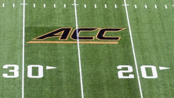 Sep 3, 2015; Winston-Salem, NC, USA; The ACC logo is painted on the field at BB&T Field home of the Wake Forest Demon Deacons. Mandatory Credit: Jeremy Brevard-USA TODAY Sports