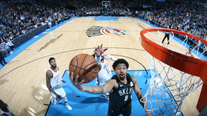 OKLAHOMA CITY, OK - JANUARY 23: Spencer Dinwiddie #8 of the Brooklyn Nets shoots a lay up against the Oklahoma City Thunder on January 23, 2018 at Chesapeake Energy Arena in Oklahoma City, Oklahoma. Copyright 2018 NBAE (Photo by Layne Murdoch/NBAE via Getty Images)