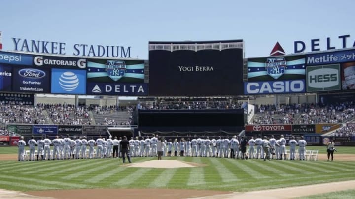 Jun 12, 2016; Bronx, NY, USA; a general view during the Old Timers Day ceremony prior to the game between the Detroit Tigers and New York Yankees at Yankee Stadium. Mandatory Credit: Andy Marlin-USA TODAY Sports