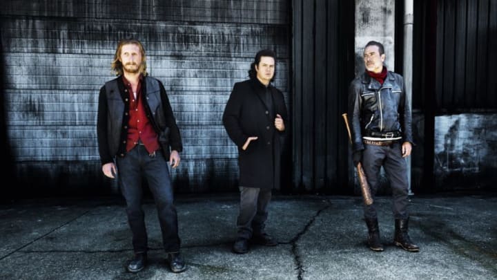 Austin Amelio as Dwight, Josh McDermitt as Eugene Porter; Jeffrey Dean Morgan as Negan - The Walking Dead Season 8 - Photo Credit: Alan Clark, AMC, and Entertainment Weekly and IGN