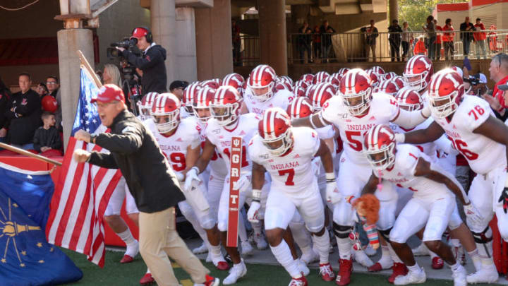 LINCOLN, NE - OCTOBER 26: Head coach Tom Allen of the Indiana Hoosiers leads his team on the field before the game against the Nebraska Cornhuskers at Memorial Stadium on October 26, 2019 in Lincoln, Nebraska. (Photo by Steven Branscombe/Getty Images)
