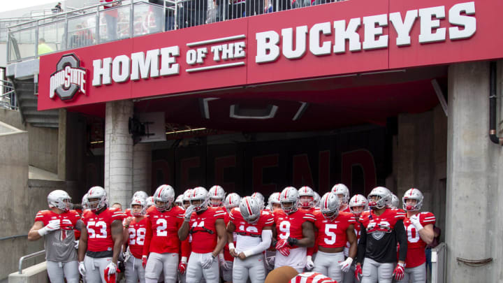 COLUMBUS, OH – APRIL 13: The Ohio State Buckeyes preparing to take the field before the Ohio State Spring Game held at Ohio Stadium on April 13, 2019. (Photo by Jason Mowry/Icon Sportswire via Getty Images)
