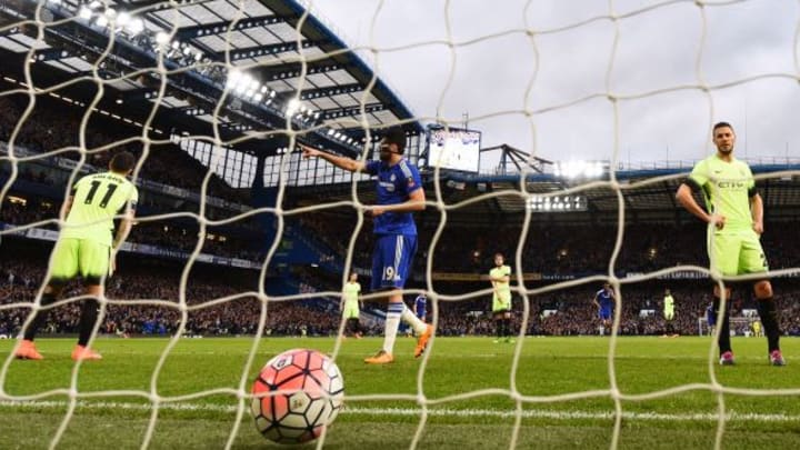 LONDON, ENGLAND – FEBRUARY 21: Diego Costa of Chelsea celebrates after scoring the opening goal during The Emirates FA Cup fifth round match between Chelsea and Manchester City at Stamford Bridge on February 21, 2016 in London, England. (Photo by Shaun Botterill/Getty Images)