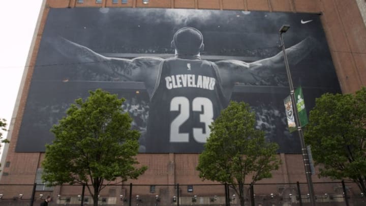 CLEVELAND, OH – MAY 16: A huge mural of LeBron James takes up the side of a building just around the corner from the Quicken Loans Arena in Cleveland. Cleveland as it readies itself for the NBA Eastern Conference Finals hosting the Toronto Raptors. Toronto Star/Rick Madonik (Rick Madonik/Toronto Star via Getty Images)