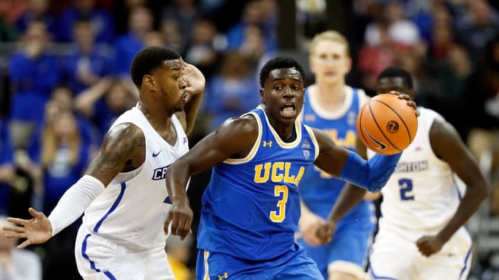 KANSAS CITY, MO - NOVEMBER 20: Aaron Holiday #3 of the UCLA Bruins controls the ball during the National Collegiate Basketball Hall Of Fame Classic game against the Creighton Bluejays at the Sprint Center on November 20, 2017 in Kansas City, Missouri. (Photo by Jamie Squire/Getty Images)