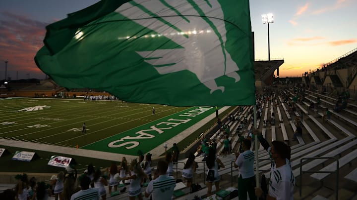 DENTON, TEXAS – SEPTEMBER 05: The North Texas Mean Green play the Houston Baptist Huskies at Apogee Stadium on September 05, 2020, in Denton, Texas. (Photo by Richard Rodriguez/Getty Images)