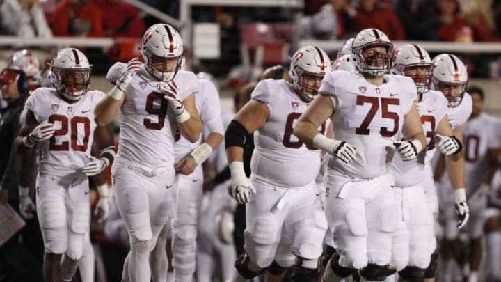 SALT LAKE CITY, UT - OCTOBER 7: The Stanford Cardinal offense runs onto the field during the second half of an college football game against the Utah Utes on October 7, 2017 at Rice Eccles Stadium in Salt Lake City, Utah. (Photo by George Frey/Getty Images)