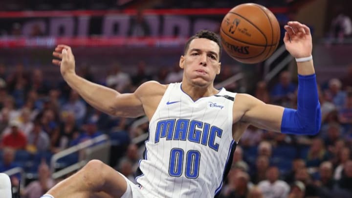 The Orlando Magic's Aaron Gordon dunks against the New York Knicks at the Amway Center in Orlando, Fla., on Wednesday, Nov. 8, 2017. (Stephen M. Dowell/Orlando Sentinel/TNS via Getty Images)