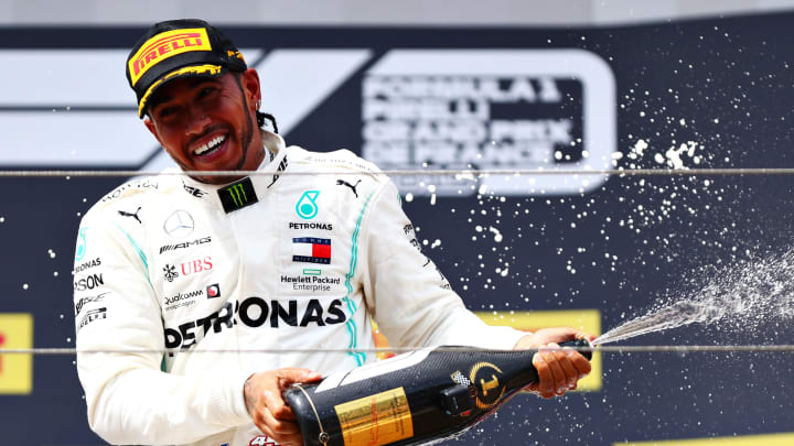 LE CASTELLET, FRANCE – JUNE 23: Race winner Lewis Hamilton of Great Britain and Mercedes GP (Photo by Dan Istitene/Getty Images)