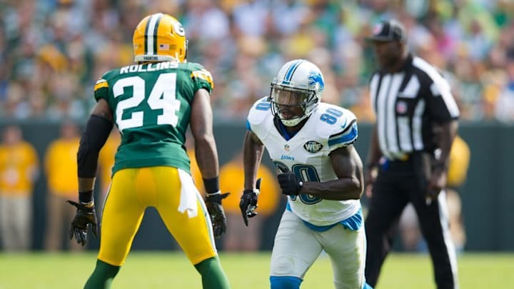 Sep 25, 2016; Green Bay, WI, USA; Detroit Lions wide receiver Anquan Boldin (80) during the game against the Green Bay Packers at Lambeau Field. Green Bay won 34-27. Mandatory Credit: Jeff Hanisch-USA TODAY Sports