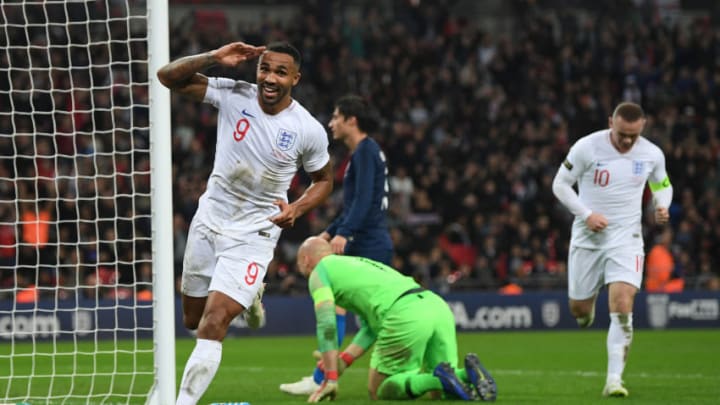 LONDON, ENGLAND - NOVEMBER 15: Callum Wilson of England celebrates after scoring during the International Friendly match between England and United States at Wembley Stadium on November 15, 2018 in London, United Kingdom. (Photo by Shaun Botterill/Getty Images)