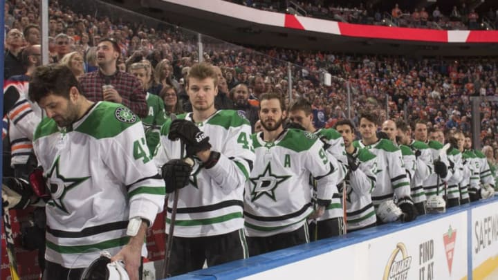 EDMONTON, AB - MARCH 28: The Dallas Stars bench during the game against the Edmonton Oilers on March 28, 2019 at Rogers Place in Edmonton, Alberta, Canada. (Photo by Andy Devlin/NHLI via Getty Images)