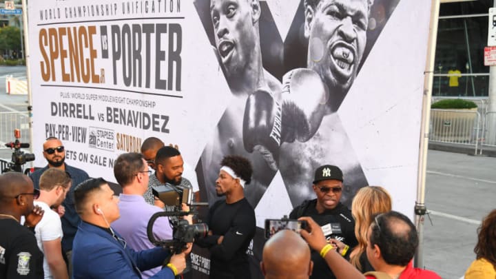 LOS ANGELES, CA - SEPTEMBER 24: Fighter Shawn Porter answers questions from the media during an open to the public workout at LA Live on September 24, 2019 in Los Angeles, California. (Photo by Jayne Kamin-Oncea/Getty Images)