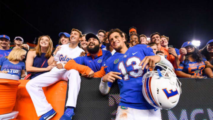 GAINESVILLE, FL – NOVEMBER 18: Feleipe Franks #13 of the Florida Gators poses with fans after the game against the UAB Blazers at Ben Hill Griffin Stadium on November 18, 2017 in Gainesville, Florida. (Photo by Rob Foldy/Getty Images)