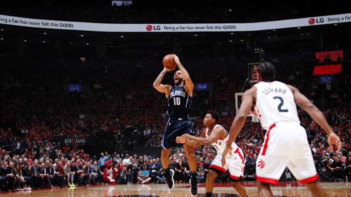 Evan Fournier's shooting struggles hurt the Orlando Magic throughout their playoff series. (Photo by Mark Blinch/NBAE via Getty Images)