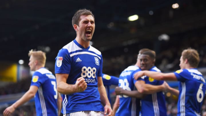 BIRMINGHAM, ENGLAND - OCTOBER 27: Gary Gardner of Birmingham celebrates as Che Adams scores the third goal of the game during the Sky Bet Championship match between Birmingham City and Sheffield Wednesday at St Andrew's Trillion Trophy Stadium on October 27, 2018 in Birmingham, England. (Photo by Nathan Stirk/Getty Images)