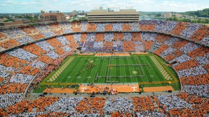 Oct 4, 2014; Knoxville, TN, USA; A general view of Neyland Stadium prior to the game against the Florida Gators and Tennessee Volunteers. Mandatory Credit: Randy Sartin-USA TODAY Sports