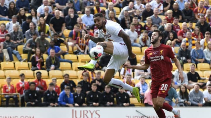 BRADFORD, ENGLAND - JULY 14: Ben Richards-Everton of Bradford City scores a goal that is disallowed for offside during the Pre-Season Friendly match between Bradford City and Liverpool at Northern Commercials Stadium on July 14, 2019 in Bradford, England. (Photo by George Wood/Getty Images)