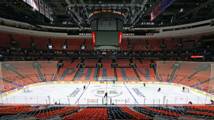PHILADELPHIA, PA - APRIL 15: An overall view of the arena is shown prior to the start of this afternoon's game featuring the Philadelphia Flyers against the Pittsburgh Penguins in Game Three of the Eastern Conference First Round during the 2018 NHL Stanley Cup Playoffs at the Wells Fargo Center on April 15, 2018 in Philadelphia, Pennsylvania. (Photo by Len Redkoles/NHLI via Getty Images)