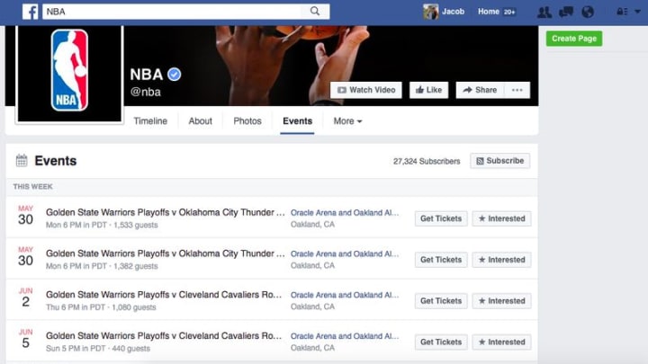 NBA Facebook page
