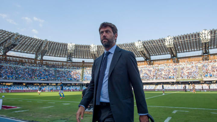 NAPLES, ITALY - SEPTEMBER 11: Andrea Agnelli president of Juventus prior to the Serie A match between SSC Napoli and Juventus at Stadio Diego Armando Maradona on September 11, 2021 in Naples, Italy. (Photo by Daniele Badolato - Juventus FC/Getty Images)
