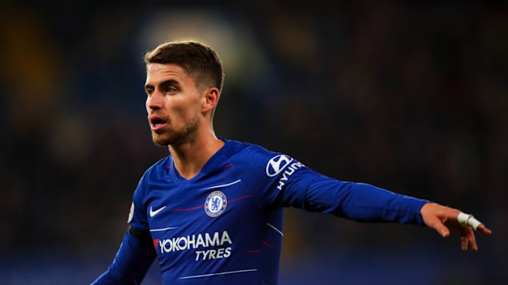 LONDON, ENGLAND - NOVEMBER 04: Jorginho of Chelsea during the Premier League match between Chelsea FC and Crystal Palace at Stamford Bridge on November 4, 2018 in London, United Kingdom. (Photo by Robbie Jay Barratt - AMA/Getty Images)
