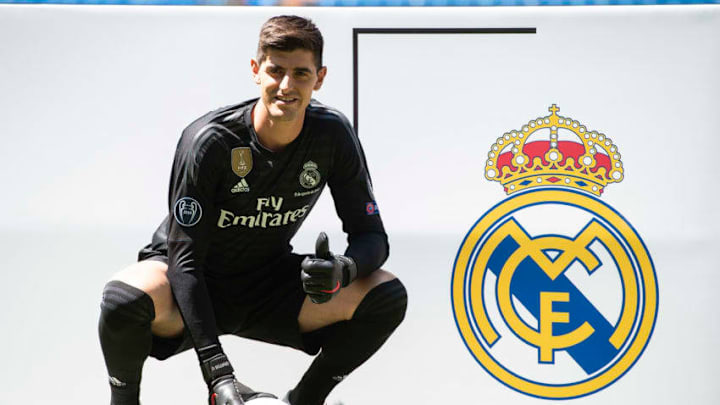 Thibaut Courtois during his presentation as new Real Madrid Goalkeeper at Santiago Bernabéu Stadium in Madrid, Spain. August 09, 2018. (Photo by Borja B. Hojas /COOLMedia/NurPhoto via Getty Images)