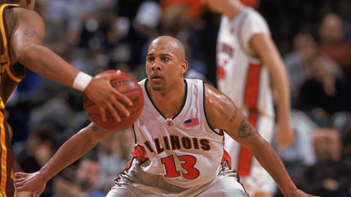 08 Mar 2002: Cory Bradford #13 of the Illinois Fighting Illini guards his player during game seven of the BIG 10 Tournament against the Minnesota Golden Gophers at the Conseco Fieldhouse in Indianapolis, Indiana. The Fighting Illini defeated the Golden Gophers 92-76.Mandatory Credit: Jonathan Daniel /Getty Images